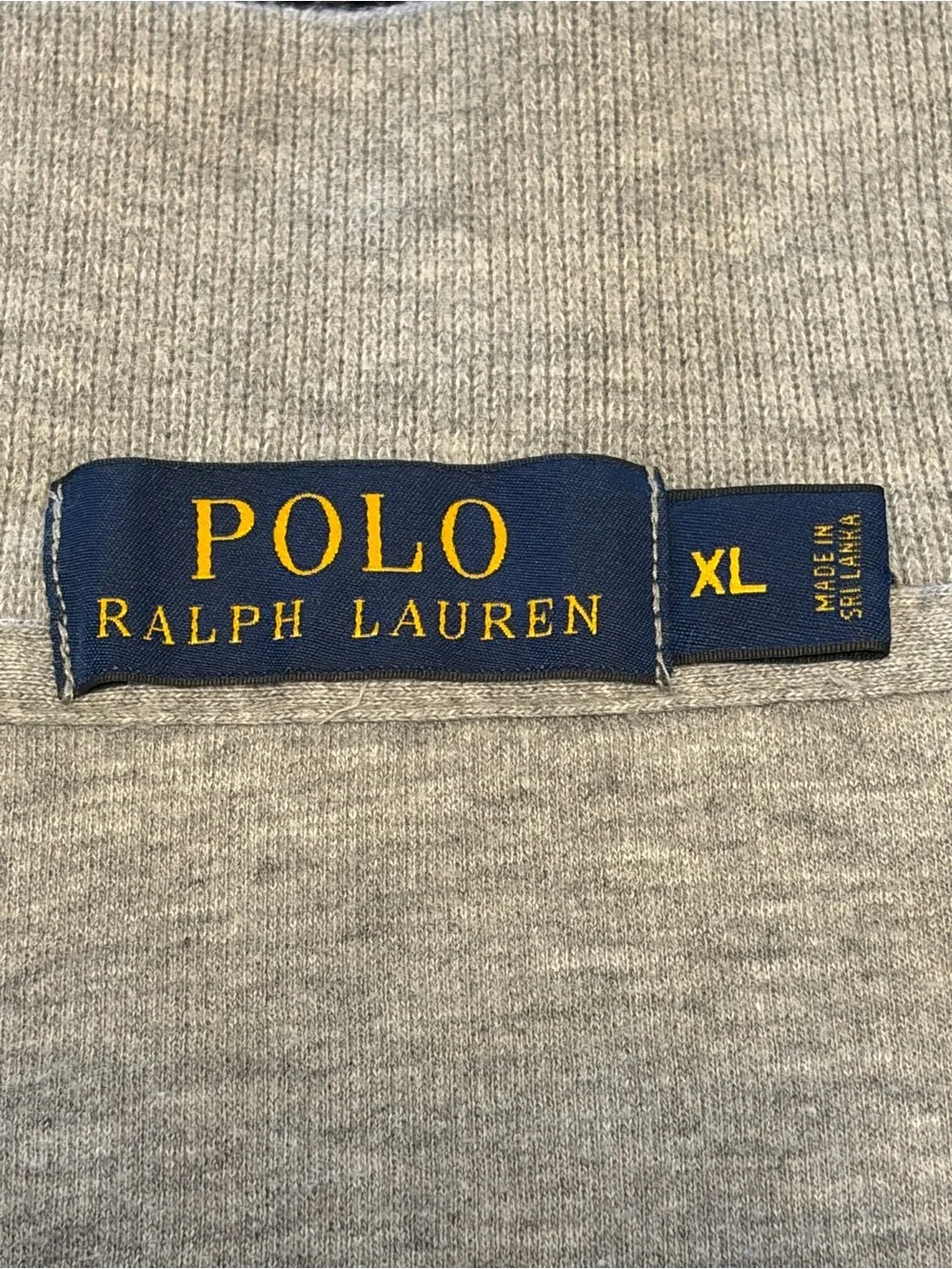 Polo Ralph Lauren Quarter Zip Sweater Men’s XL Gray 100% Cotton Leather Pull